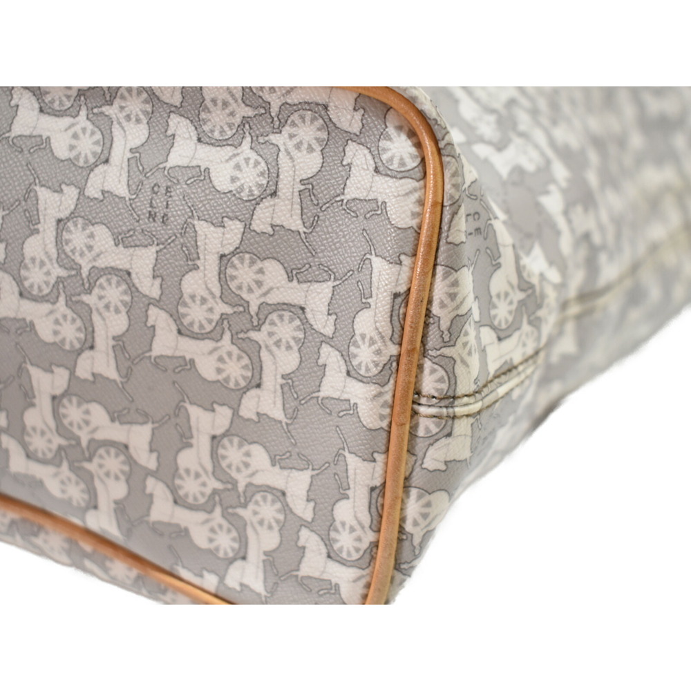 CELINE Tote Bag Leather Gray Beige Tan Carriage the - Picture 4 of 7